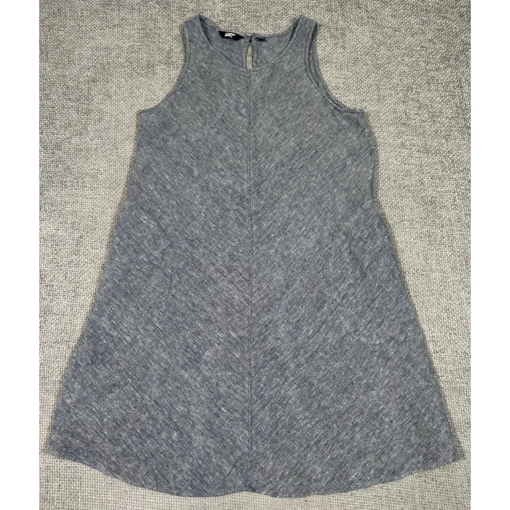 Lands End Dress Womens Medium Petite Blue Linen Lagenlook Coastal‎ Beach A Line